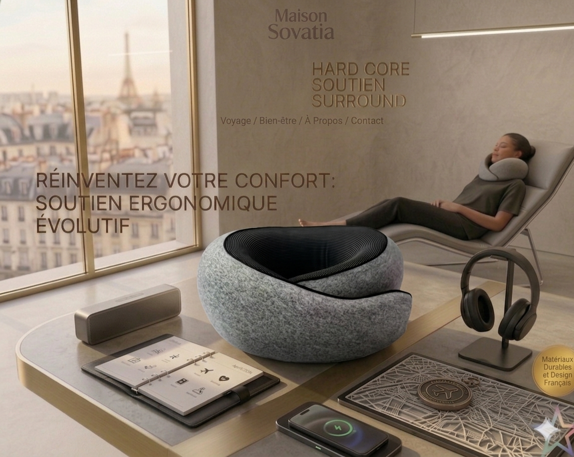 Oreiller ergonomique de voyage - Soutien cervical 360°